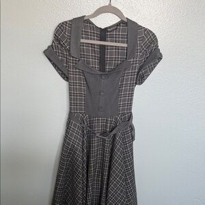 Voodoo Vixen Charcoal Plaid Midi Dress